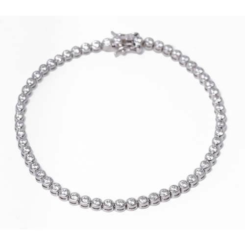 Chaton Bracelet 5 mm rhodium plated silver and white zirconia. Antiallergic