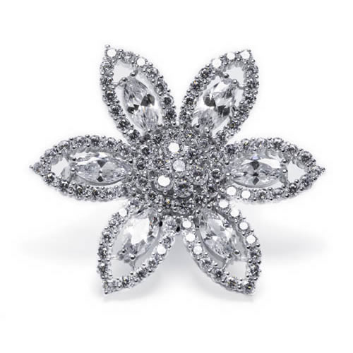 Swaroski Inspired Brooch white rhodium plated in the shape of a flower