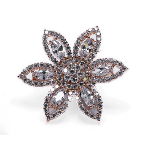 Image of the Swaroski Inspired Brooch rose gold plated in the shape of a flower.