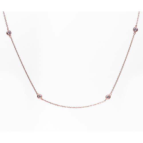 Image of the Tiffany Inspired Sprinkel Necklace rose gold plated and white zirconia, 95 cm. Antiallergic