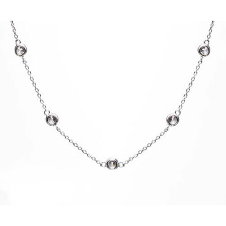 Collar plata rodiada y circonita blanca. Antialérgico