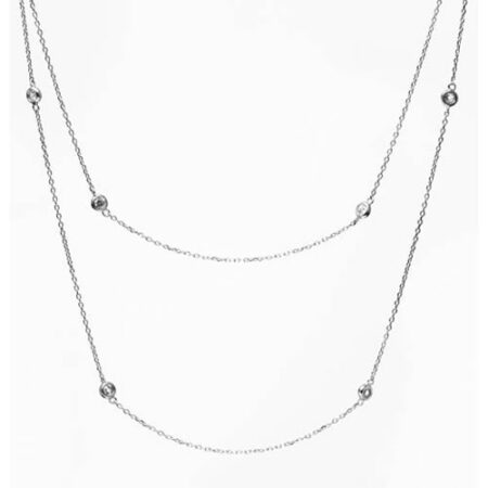 Collar rodiado y circonita blanca. Antialérgico.